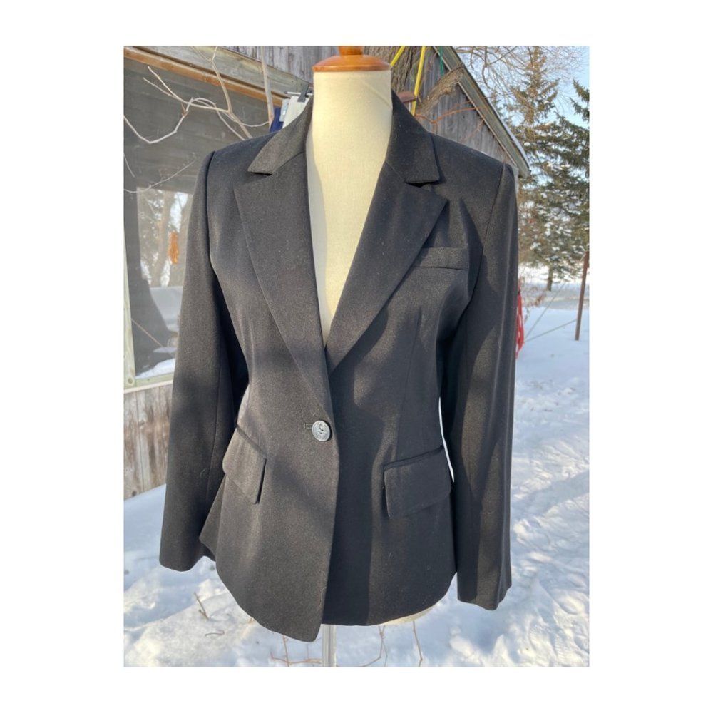 Banana Republic Black Wool Blazer Fitted Single Breast Notched Collar Sz M - Picture 1 of 7